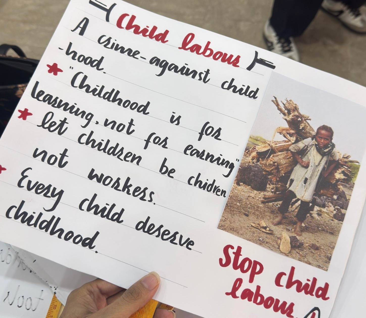 Give books, not tools, to innocent hands. Public march against child labour in Jhang.